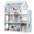 ​Casuta de papusi , din lemn si placa MDF, cu 3 etaje, 11 piese de mobilier, dus, dulap, lampa, fotoliu, 5 camere si terasa, aranjamente interesante, 70 x 60 x 24 cm, albastru - - Roveli