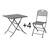 Set masa patrata pentru gradina DacEnergy©, din metal, cu blat sticla, 4 scaune pliante, gri, 70 x 70 x 70.5 cm - - Roveli