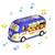 Jucarie educationala , din plastic, sprijina invatarea, alfabetul, numararea, numele animalelor, formele si culorile, cu lumini si sunete, forma de autobuz, albastru. - 6- Roveli