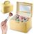 Geanta organizatoare cosmetice DacEnergy©, piele ecologica, rezistent la abraziune, cu cheie, oglinda, compartimente practice, 22,5x 16,5 x 17,2 cm, auriu ​ - 3- Roveli