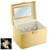Geanta organizatoare cosmetice DacEnergy©, piele ecologica, rezistent la abraziune, cu cheie, oglinda, compartimente practice, 22,5x 16,5 x 17,2 cm, auriu ​ - 4- Roveli
