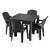 Set masa DacEnergy©, fabricat din polipropilena, cu model impletitura de ratan, forma patrata, cu 4 scaune, pentru interior/ exterior, 90 x 90 x 74.5 cm, gri - - Roveli