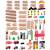 ​Set tren interactiv , realizat din lemn, cu locomotiva, vagon si alte vehicule, set de figuri umane si animale, 100 de piese, 118 x 59 x 17 cm, natur - 11- Roveli
