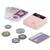 ​Set casa de marcat fetite , din lemn, numeroase monede si bancnote, carduri de plata, competente sociale, 18 x 18 x 16 cm, roz - 4- Roveli