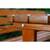 Set mobilier gradina DacEnergy©, o masa si 2 banci cu spatar, forma dreptunghiulara, din lemn de molid masiv, partial montat, 150 x 70 x 74 cm, maro inchis - 5- Roveli