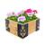 ​Jardiniera din lemn, cu insertii metalice in forma de lalele, interior/exterior, forma patrata, 38 x 38 x 20 cm, natur si gri - 2- Roveli