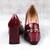 Pantofi eleganti de dama , accesorizati , cu toc inalt , gros BLC-D3-DK.RED​, Culoare (12): Bordo, Marime (12): 41** - 5- Roveli