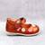 Pantofi usori , de copii , din piele naturala , decorati cu flori  PRIMII PASI  7186-PORTOCALIU/9 - 3- Roveli