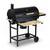 Gratar de gradina cu carbune, constructia robusta, tip butoi, maner din lemn, rafturi laterale pliabile, roti mobile, gratar din fonta, 70 x 35 cm, negru - - Roveli