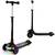 Trotineta de echilibru cu trei roti, ghidon din metal, platforma iluminata cu LED-uri, inaltimea ghidonului este reglabila, 79-94 cm, usor de pliat, frana de picior, neagra - - Roveli