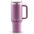 Cana termos, otel inoxidabil, capac 3 in 1, baut, gaura, pai, cu maner, mentinere cald si rece, inaltimea de 27 cm, 1180 ml, roz - - Roveli