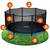 Trambulina de gradina, cu plasa de exterior, scara metalica, 2 trepte, 4 picioare duble, 64 arcuri de prindere, diametru 374 cm, negru si albastru - 6- Roveli