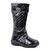 Cizme inalte , captusite , pentru copii , decorate cu brosa argintie  3131-NEGRU/2, Marime (12): 35 - - Roveli