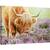 Tablou canvas - Bivol in Campie de Flori, Vaca, Bovine, Taur, Animal, Claxoane, Rural, 60 x 90 cm - - Roveli