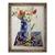 Tablou inramat - Joan Thewsey - Lalele, Iris si Narcis intr-un ulcior de email albastru cu o tigla italiana, 60 x 80 cm - - Roveli
