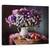 Tablou Canvas - Natura Moarta Cu Un Buchet De Crizanteme Si Fructe, Struguri, Marime: 40 x 50 cm - - Roveli