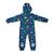 Salopeta pentru copii din material softshell Kidscare, cu protectie la vant si ploaie cu imprimeu Dinozauri navy - 2- Roveli