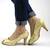 Pantofi de dama eleganti cu platforma, din dantela si insertii aurii​ A7-11-GOLD, Marime (12): 40 - - Roveli
