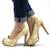 Pantofi eleganti cu platforma de dama ,decupati in varf cu dantela si insertii aurii A20-6-CHAMPAGNE, Marime (12): 40 - - Roveli