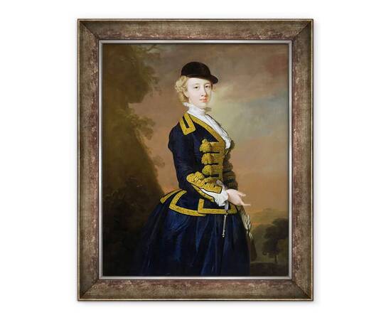 Roveli - Tablou inramat - Thomas Hudson - Portretul lui Nancy Fortesque purtand un obicei de calarie albastru inchis-