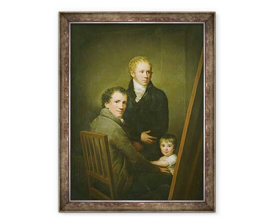 Roveli - Tablou inramat - Friedrich Carl Groger - Autoportret cu fiica adoptiva Lina Groger si pictorul Heinrich Jakob Aldenrath-