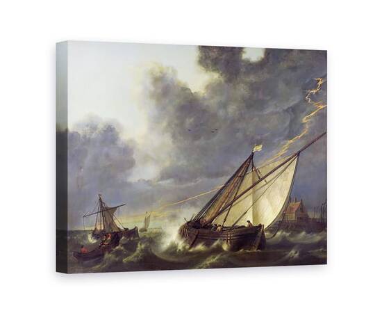 Roveli - Tablou Canvas - Aelbert Cuyp - Barci in estuarul Olandei Diep intr-o furtuna-