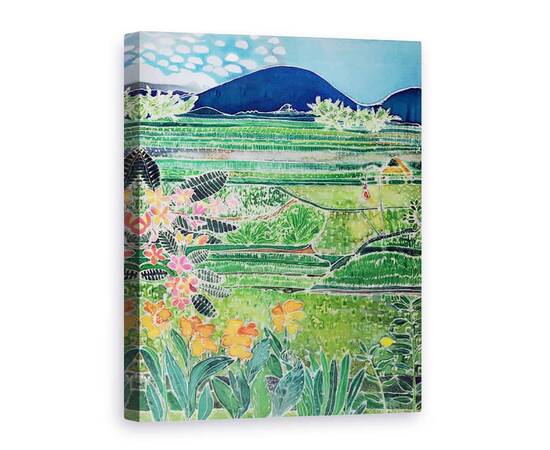 Roveli - Tablou Canvas - Hilary Simon - Lovina Ricefields cu crini si Frangipani, Bali-