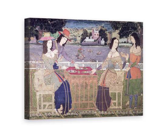 Roveli - Tablou Canvas - Scoala indiana - Europenii se reimprospateaza pe un balcon, Mughal-