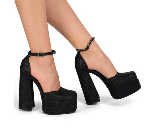 Roveli - Pantofi dama cu platforma si toc inalt Negri Anastasia Shine, Culoare (12): Negru, Marime (12): 35-