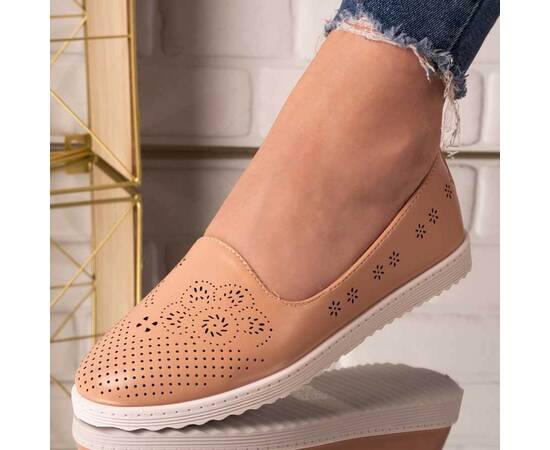 Roveli - Pantofi dama din piele ecologica perforati Roz Ivana, Culoare (12): Roz, Marime (12): 39-