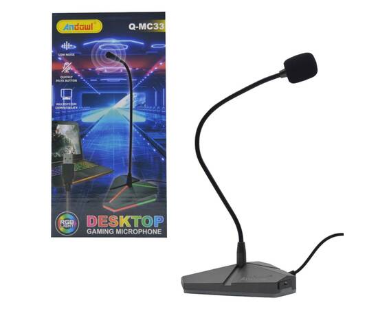 Roveli - Microfon Gaming omiredirectional, lumina RGB, MC33-