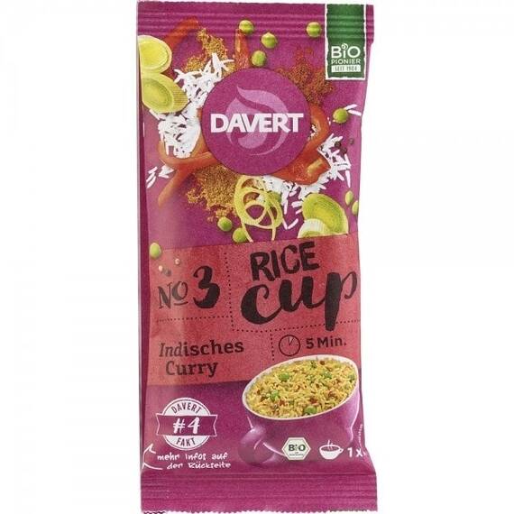 Portie de orez cu curry Indian 67g Davert - - Roveli