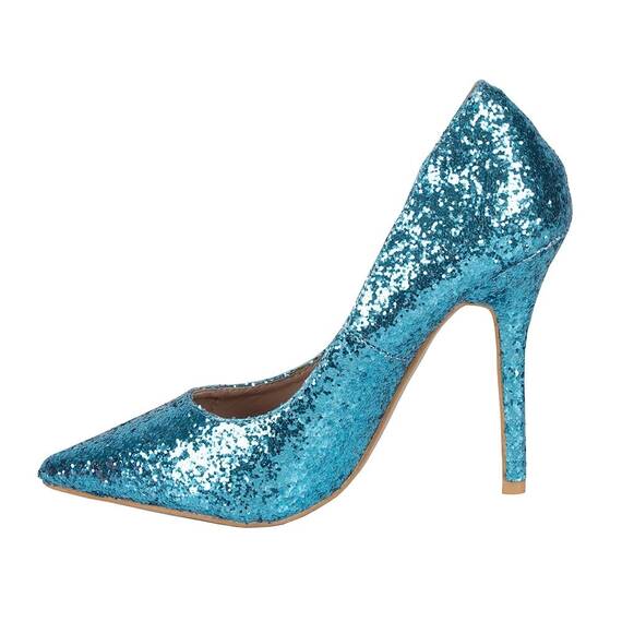 Pantofi dama albastri eleganti cu glitter 1524-2-B, Culoare (12): Bleu, Marime (12): 35 - 2- Roveli