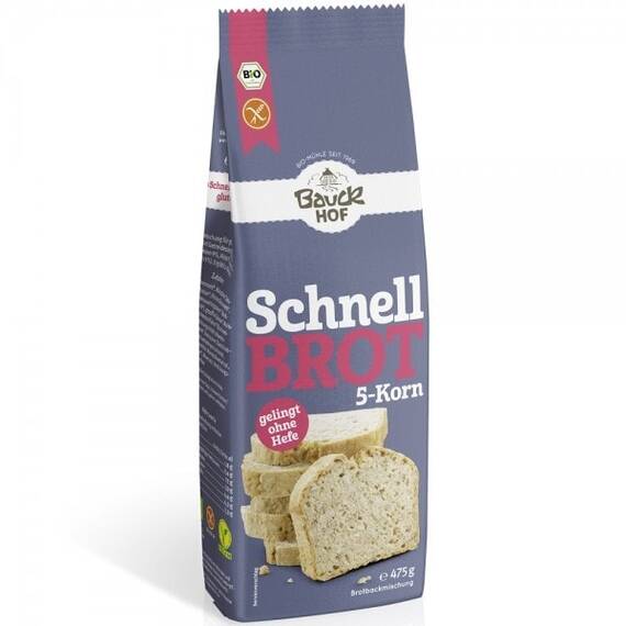 Mix din 5 cereale pentru paine rapida FARA GLUTEN 475g BauckHof - - Roveli