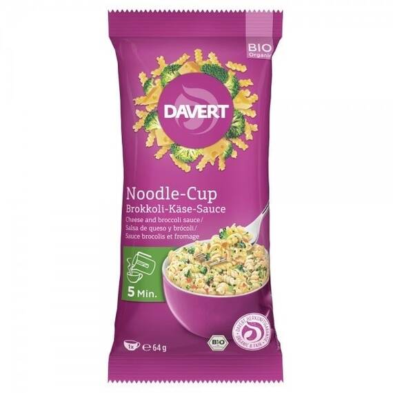 Portie de paste cu broccoli si sos de branza 64g Davert - - Roveli