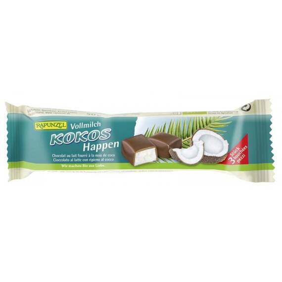 Baton de cocos cu glazura din lapte integral 50g Rapunzel - - Roveli
