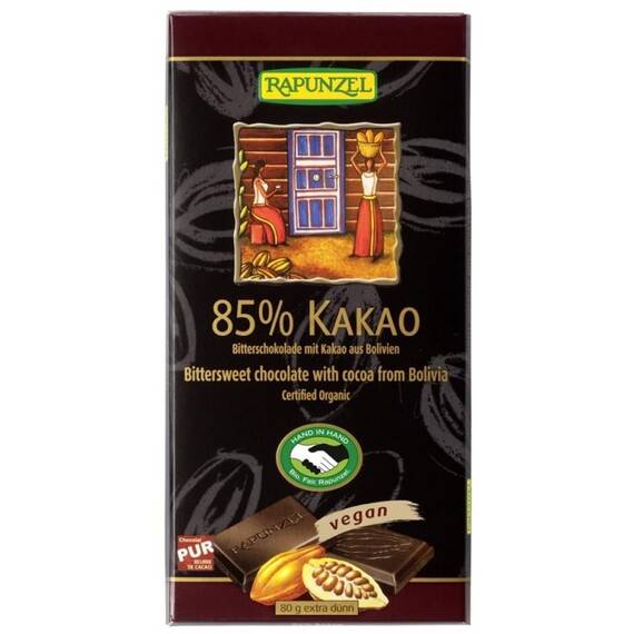 Ciocolata bio amaruie 85% cacao HIH 80g Rapunzel - - Roveli