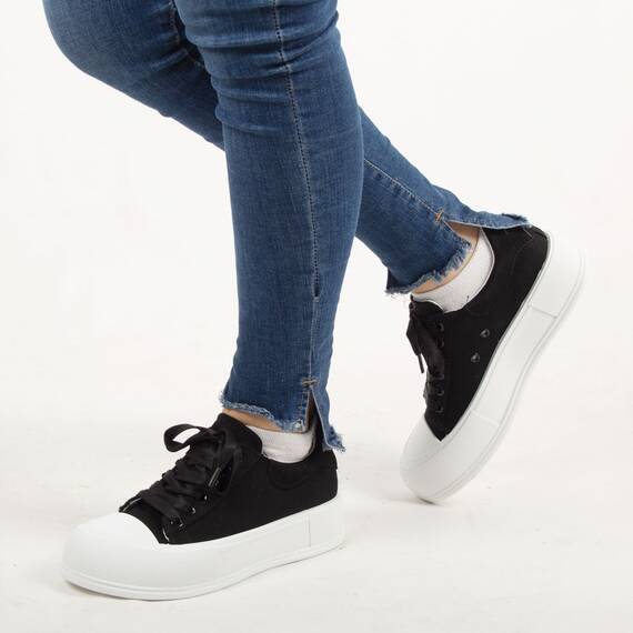 ​Sneakers de dama, negri, casual BO-828-A-BLACK, Culoare (12): Negru, Marime (12): 39 - - Roveli