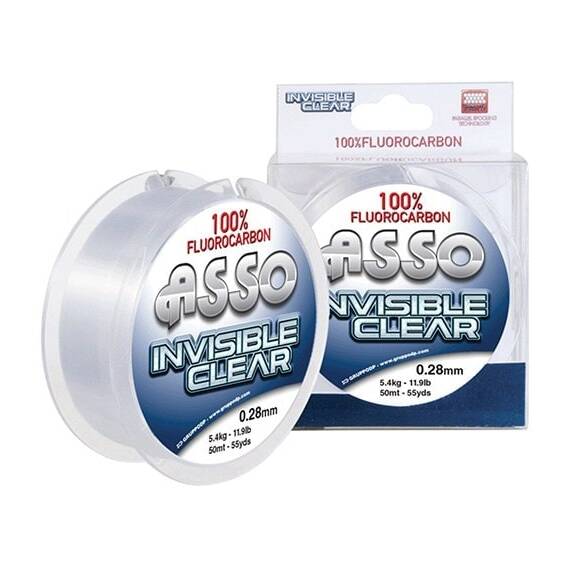 Fir ASSO Fluorocarbon Invisible Clear 50m 0.28mm/5.40kg - - Roveli