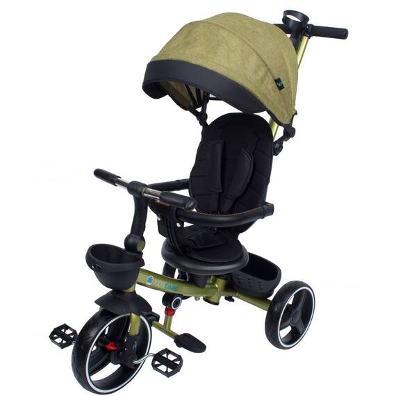 Tricicleta pliabila pentru copii Impera kaki, scaun rotativ, copertina de soare, maner pentru parinti Kidscare - - Roveli