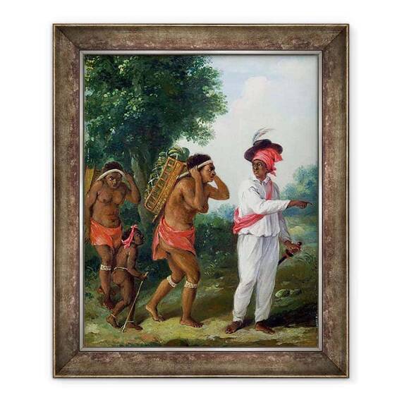 Tablou inramat - Agostino Brunias - Vest indian om de culoare, regia doua femei Carib cu un copil - - Roveli
