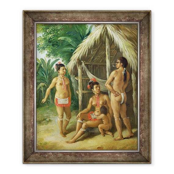 Tablou inramat - Agostino Brunias - O familie Insulele Leeward Carib in afara unei colibe - - Roveli
