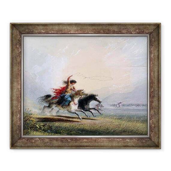 Tablou inramat - Alfred Jacob Miller - Femeie Shoshone prinde un cal - - Roveli