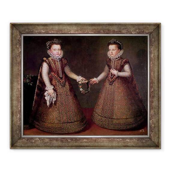 Tablou inramat - Alonso Sanchez Coello - Infantas Isabella Clara Eugenia 1566-1633, guvernator al tarilor de Jos si Catalina Micaela 1567-97, Ducesa de Savoia - - Roveli
