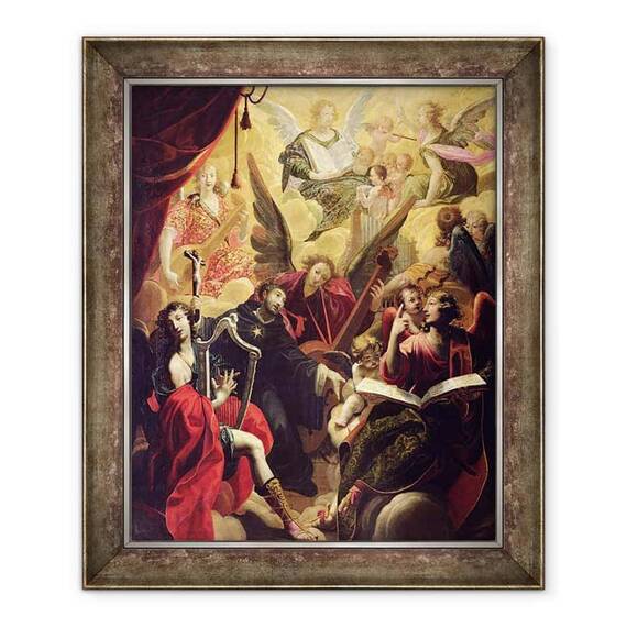 Tablou inramat - Ambroise Fredeau - Sfantul Nicolae din Tolentino cu un concert de ingeri - - Roveli