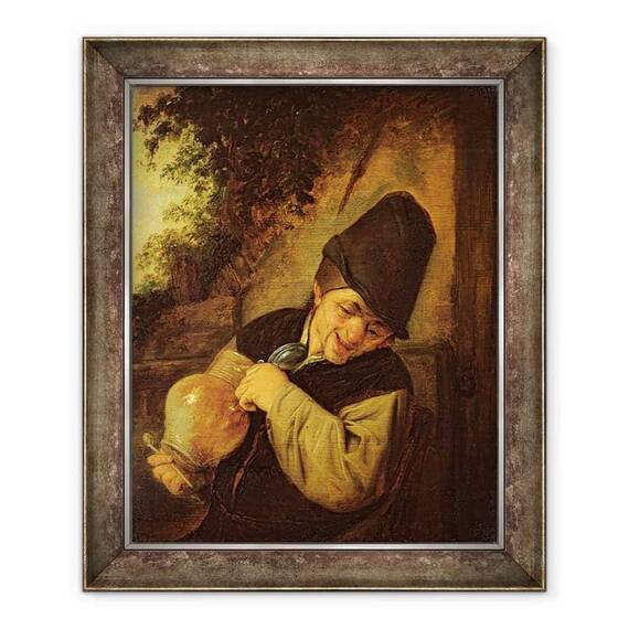 Tablou inramat - Adriaen Jansz. van Ostade - Un taran care detine o ulcior si o pipa - - Roveli