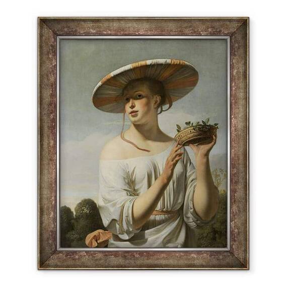 Tablou inramat - Cesar Boetius van Everdingen - Fata intr-o palarie mare - - Roveli