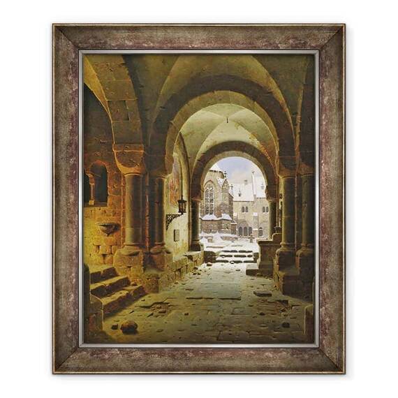 Tablou inramat - Carl Georg Adolph Hasenpflug - Poarta Manastirii iarna - - Roveli