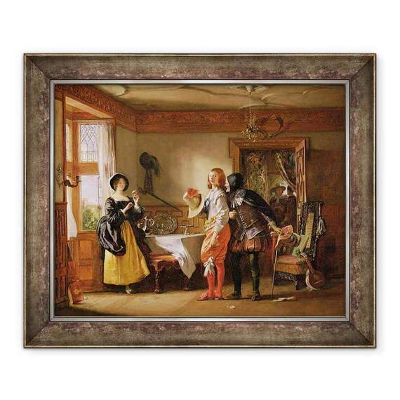 Tablou inramat - Charles Robert Leslie - Subtire, cu ajutorul lui Shallow, Courting Anne Page - - Roveli