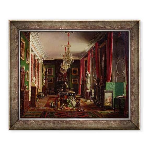 Tablou inramat - Charles Giraud - Interiorul Oficiului lui Alfred Emilien 1811-92 Conte de Nieuwerkerke, director general al Muzeelor Imperiale, la Luvru - - Roveli